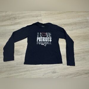 Reebok Navy 'I Love Patriots Football' girls Long Sleeve Tee size 14